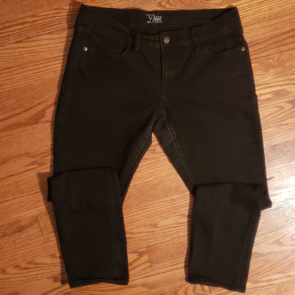 Black straight legged jeans